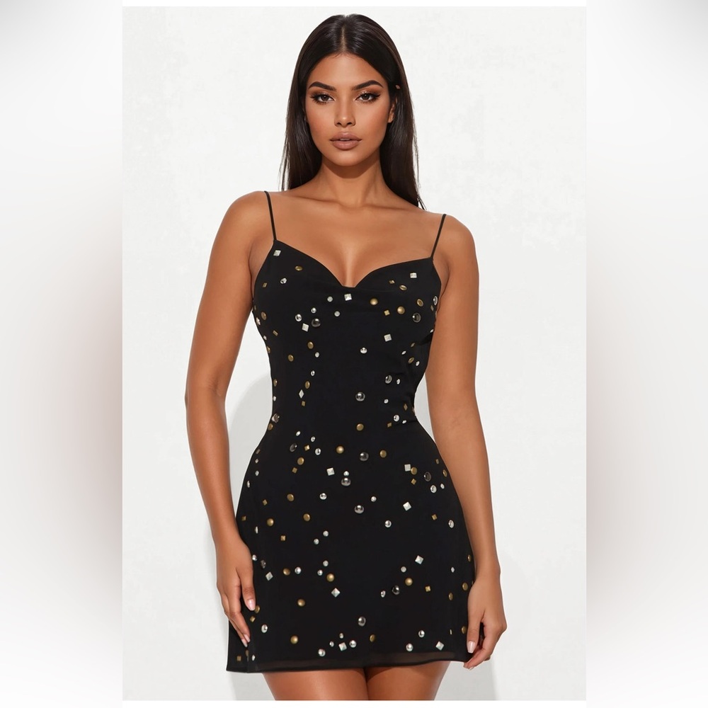 Drinks On Me Studded Micro Mini Dress
